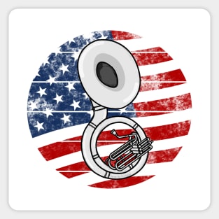 Sousaphone USA Flag Sousaphonist Brass Musician 4th July Sticker